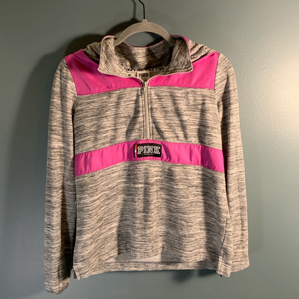 VS PINK purple and grey quarter zip